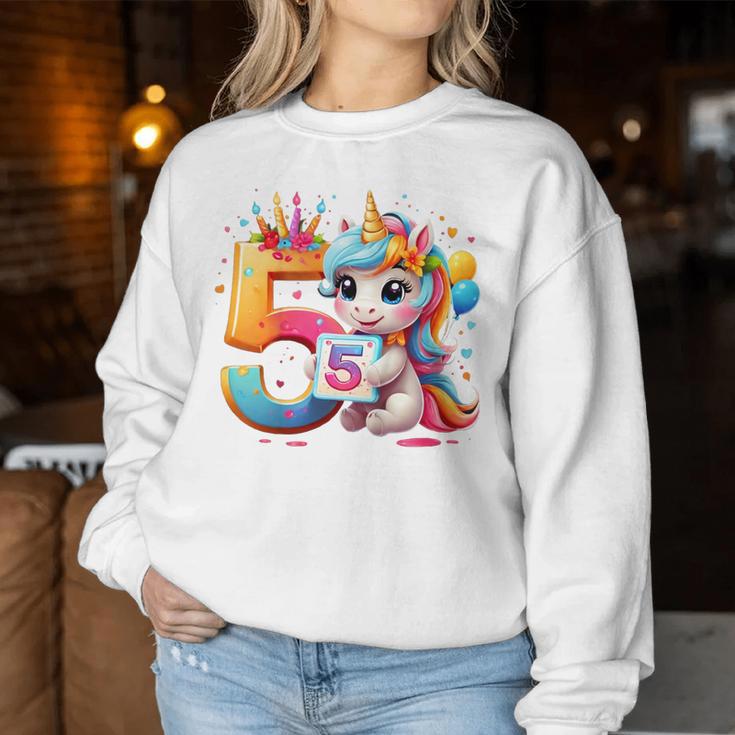 Kinder Nummer 5 Jahre Mädchen Einhorn 5 Geburtstag Sweatshirt Frauen Lustige Geschenke