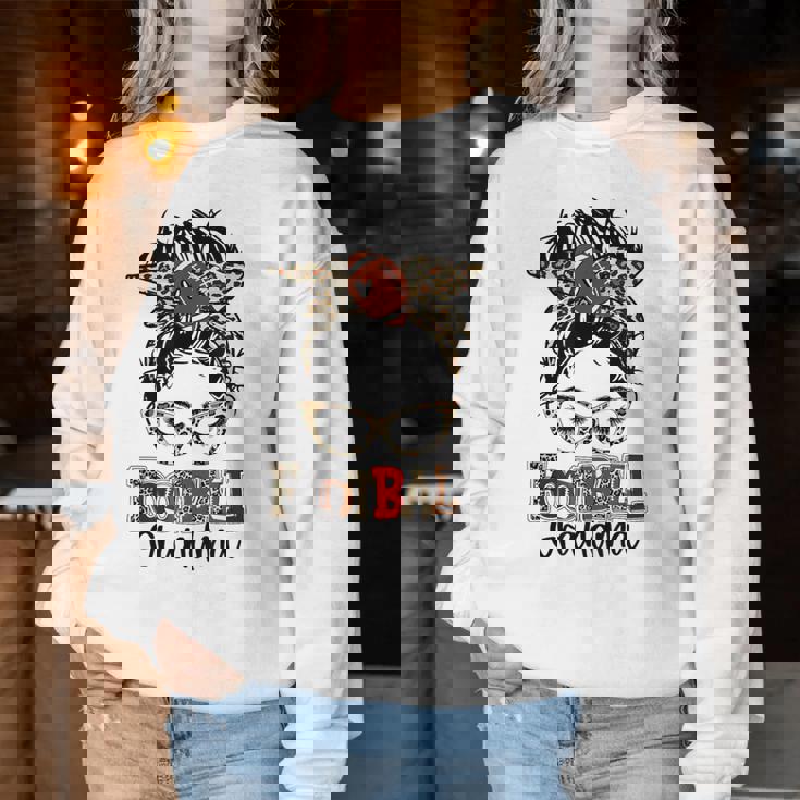 Leopard Messy Bun Grandma Life Football Grandma Women Sweatshirt Personalized Gifts