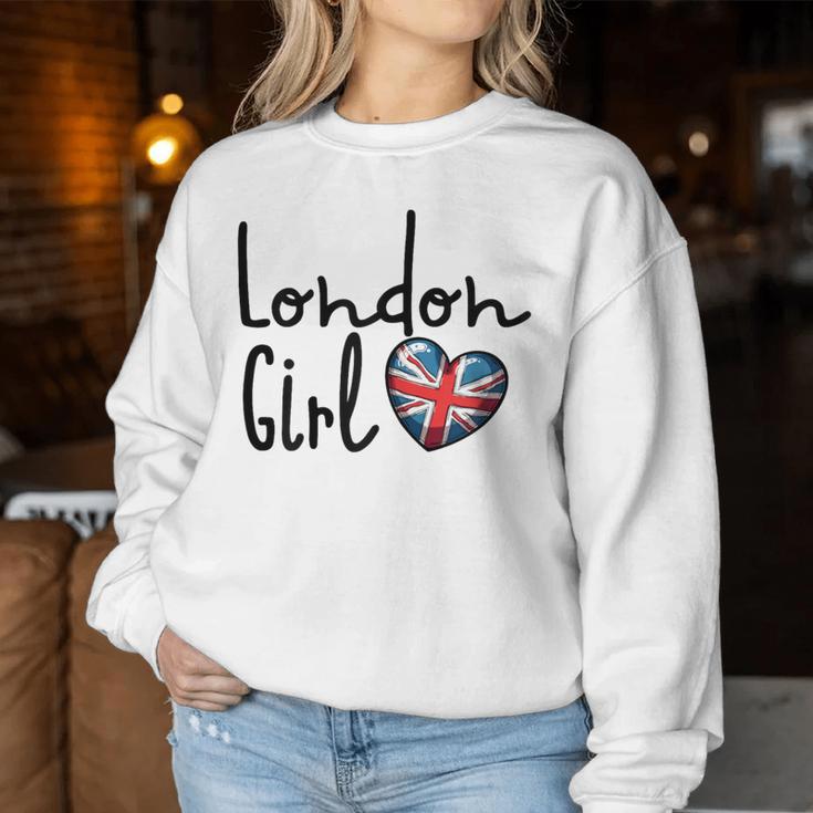 London Girl London Girls British Flag Women's Sweatshirt Frauen Lustige Geschenke