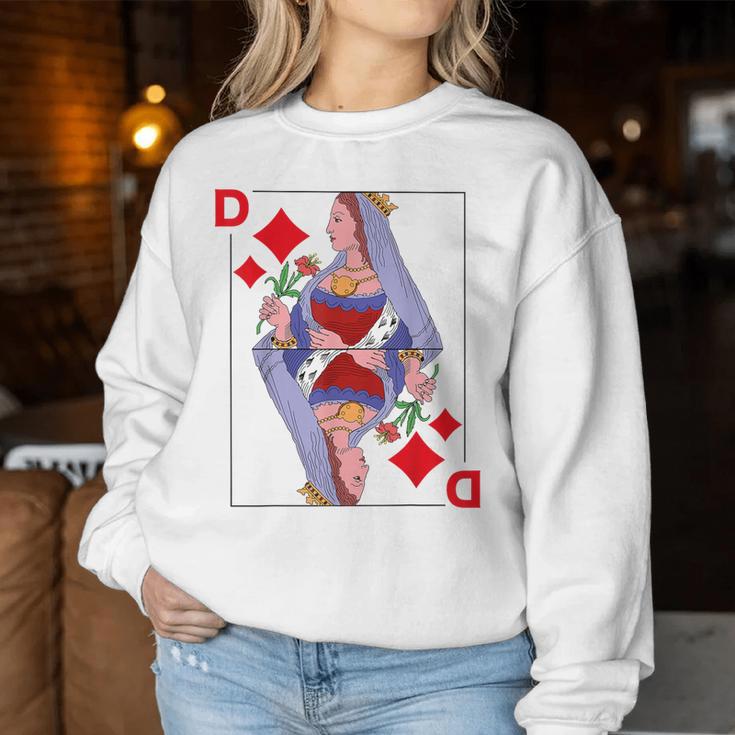 Playing Card Lady Queen Checked Card Costume Fancy Dress Groups Sweatshirt Frauen Lustige Geschenke