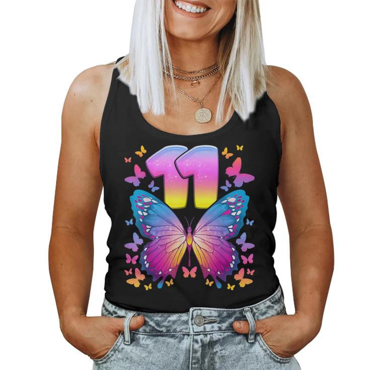 11Th Birthday Girl 11 Years Butterfly Number 11 Tank Top Frauen