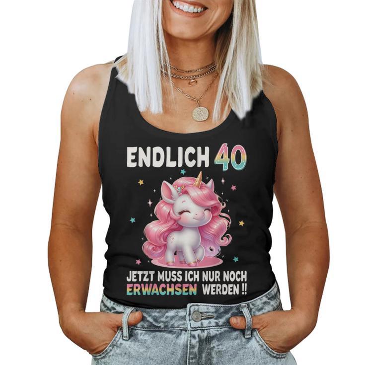 40Th Birthday Woman Party Outfit Unicorn Tank Top Frauen