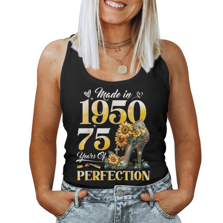 75Th Birthday Floral Made In 1950 75 Years Old Sunflower Camiseta sin mangas para mujer