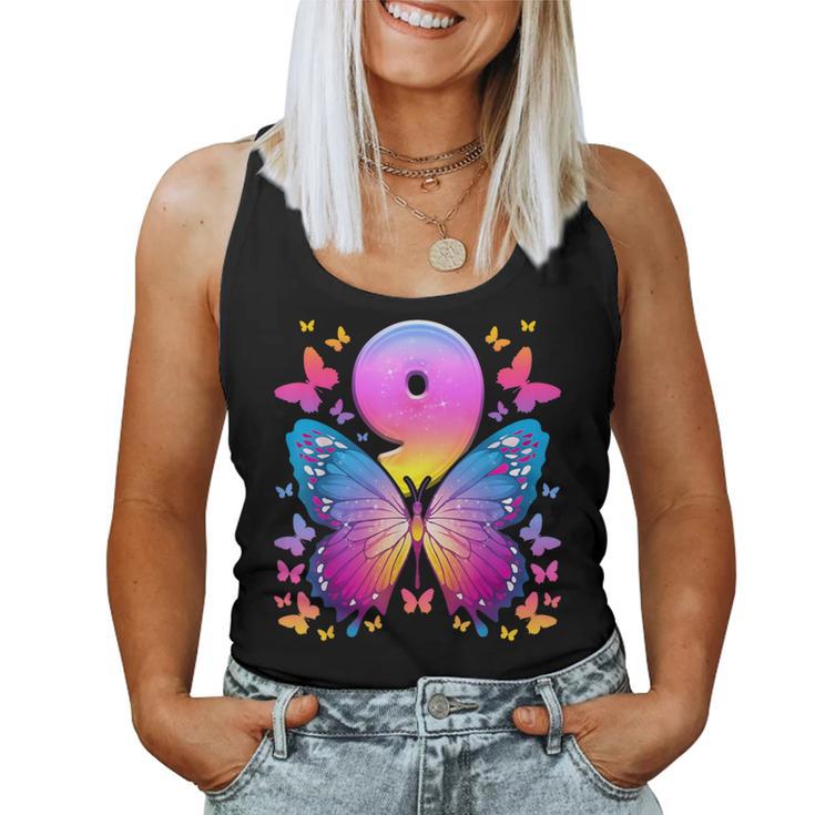 9Th Birthday Girl 9 Years Butterfly Number 9 Tank Top Frauen