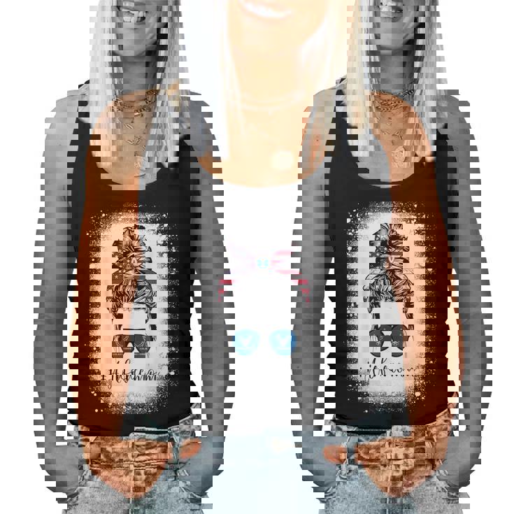 Bleached Air Force Mom Life Messy Bun Us Flag Women Tank Top