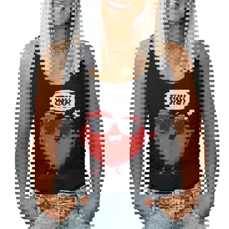 Bruh Valentines Day Heart Humor Meme Graphic Women Tank Top