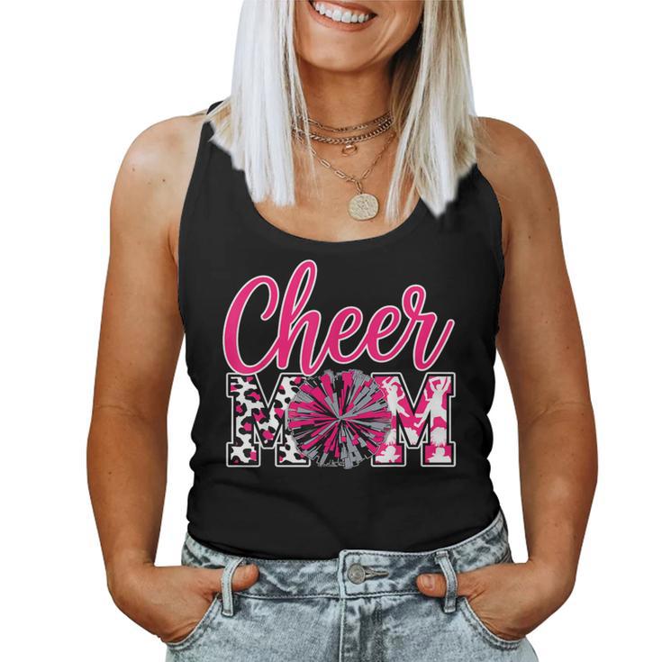 Cheer Mom Hot Pink Black Leopard Letters Cheer Women Tank Top