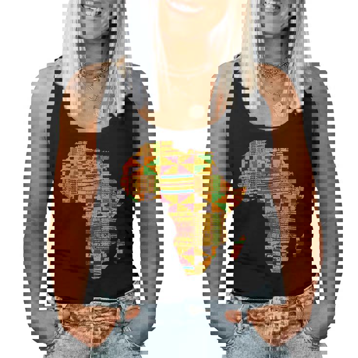 Cool Africa Map Kente Cloth For African Lover Women Tank Top