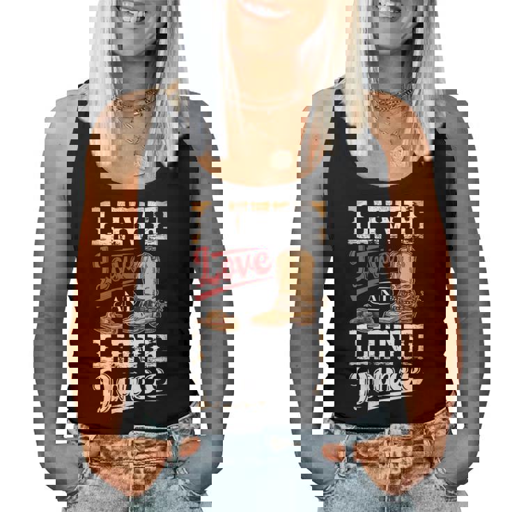Cowboy Cowgirl Dancing Live Western Line Bailando Regalos Cuello Camiseta sin mangas para mujer