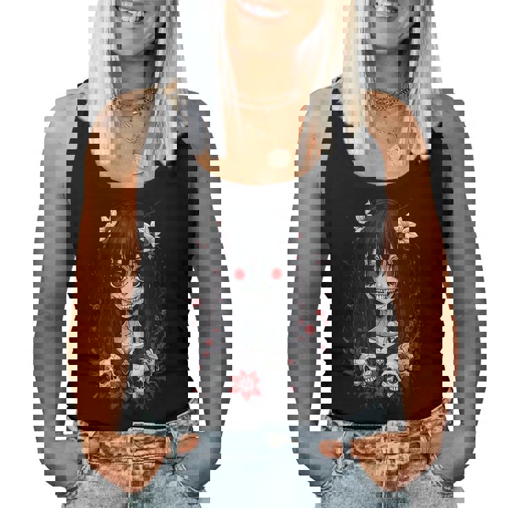 Creepy Kawaii Goth Girl Horror Anime Aesthetic Women Tank Top
