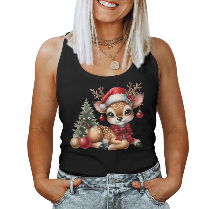 Deerintage Boho Christmas Winter Fawn Animal Tank Top Frauen