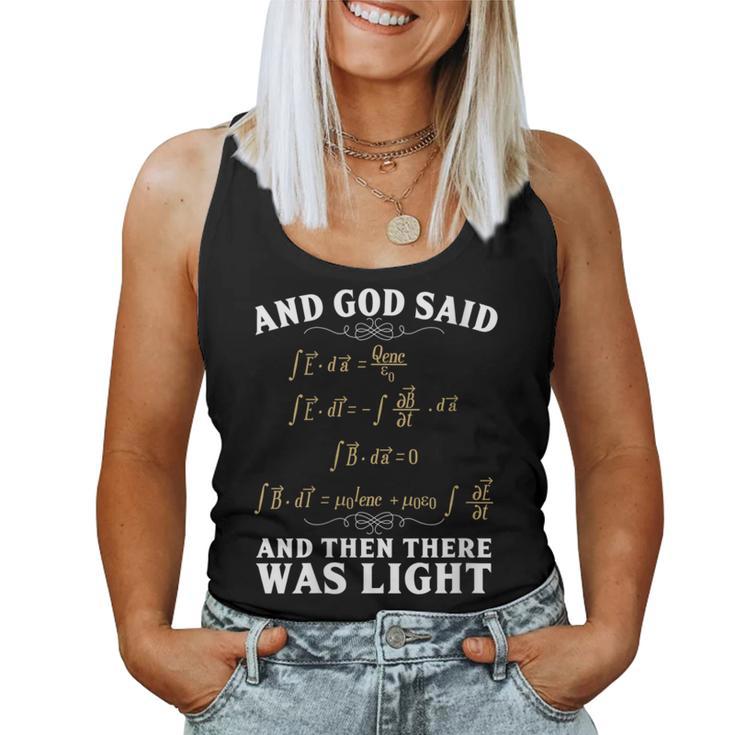 Dios Dijo Y Luego Había Luz Maxwell Ecuación Matemáticas Geek Cuello Camiseta sin mangas para mujer