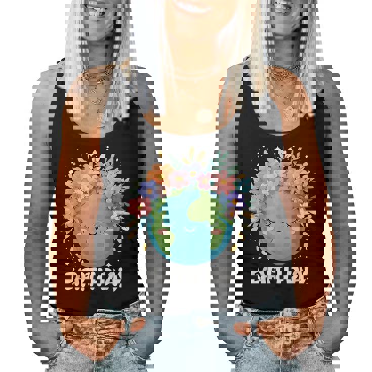 Earth Day Cute & Floral Planet Earth Day 2025 Women Tank Top