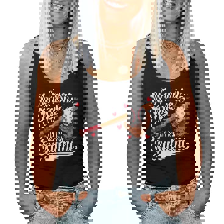 My Favorite Player Calls Me Grandma Baseball Heart Women Tank Top
