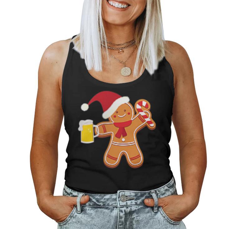 Gingerbread Man With Beer Christmas Xmas Jumper Tank Top Frauen