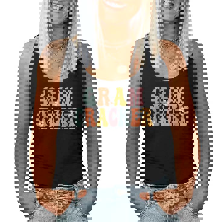 Gram-Cracker Retro Groovy Mom Cute  Grandma Women Tank Top