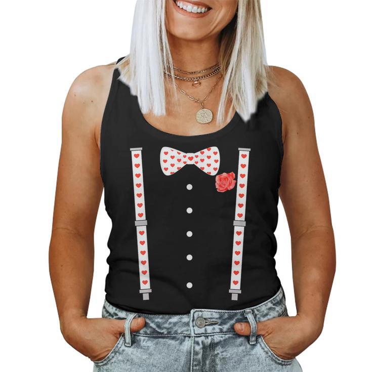 Heart Bow Tie & Bracesalentine's Day Costume Women's Tank Top Frauen