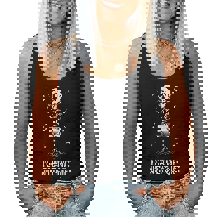 I'll Just Wait Until It's Quiet Skeleton Teacher Camiseta sin mangas para mujer