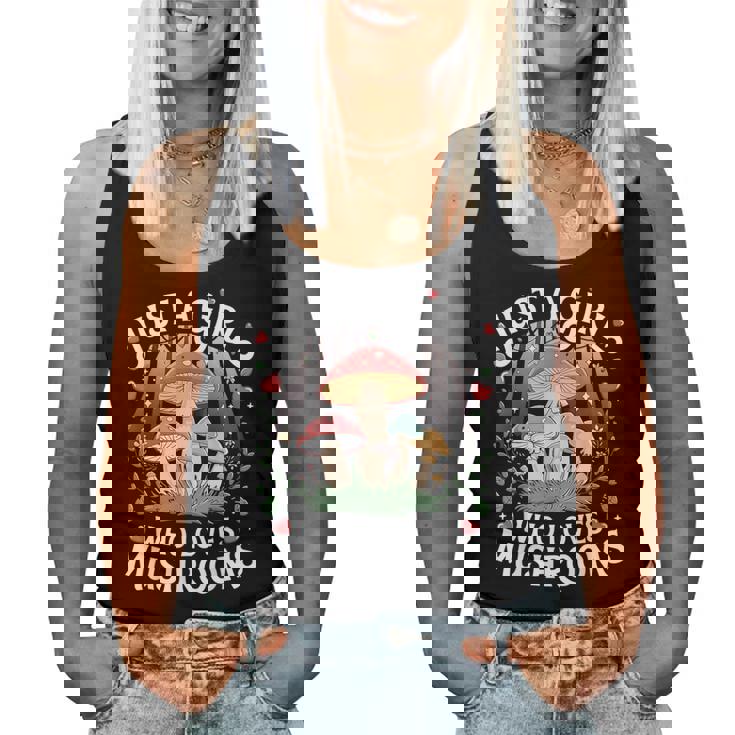Just A Girl Who Loves Mushrooms Retro Nature N Cute Women Tank Top
