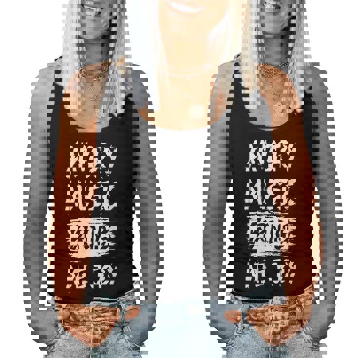 La Música Enojada Me Trae Alegría Metal Heavy Death Punk Rock Hard Cuello Camiseta sin mangas para mujer