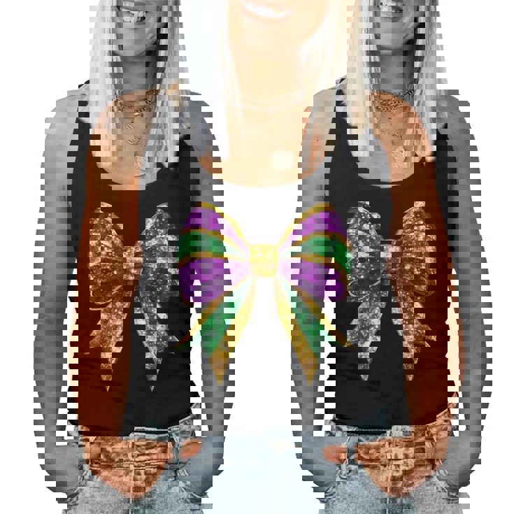 Mardi Gras Coquette Bow Fat-Tuesday New Orleans Girls Women Tank Top