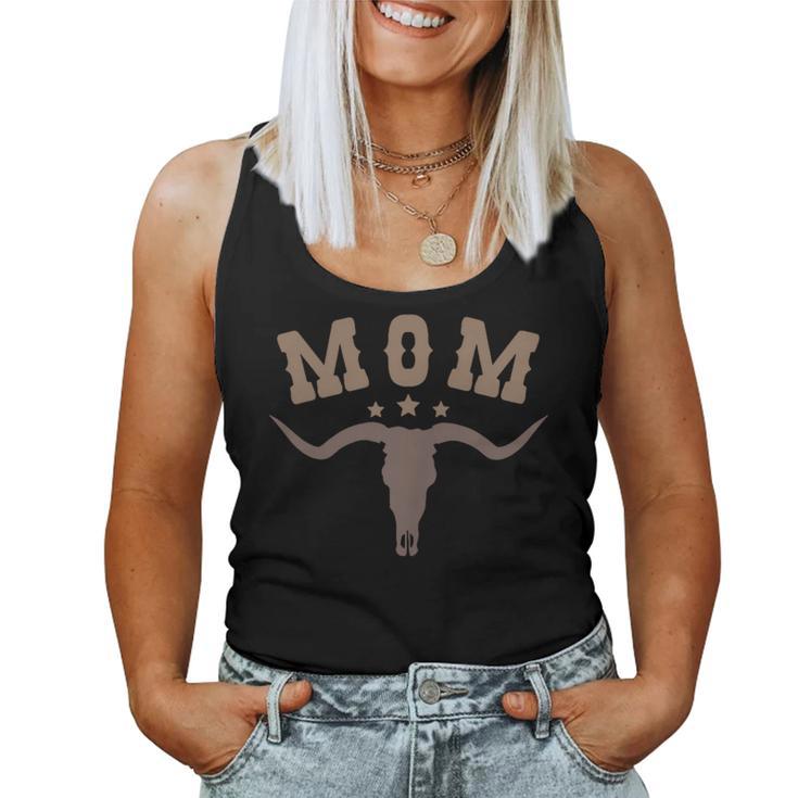 Mom Skull Highland Cow Boy Western Rodeo Family Matching Women Tank Top