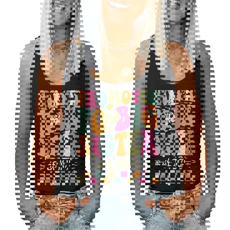 Promoted To Big Sister 2025 Soon To Be Big Sis Groovy Women Tank Top