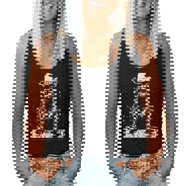Raccoon Cowboy Western Tank Top - Unisex Small - Fun & Stylish