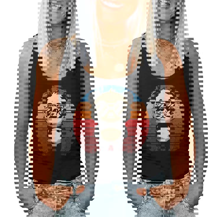 Retro Panda BBQ Party Tank Top - Fun Sunglasses & Pool Vibes for Women