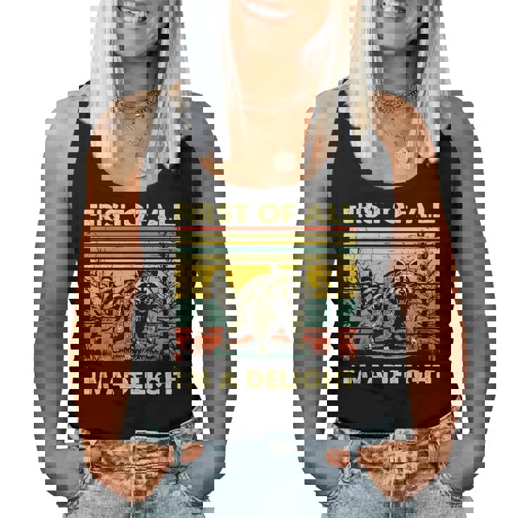 Retro Raccoon Delight Tank Top | Women's Fun Animal Design