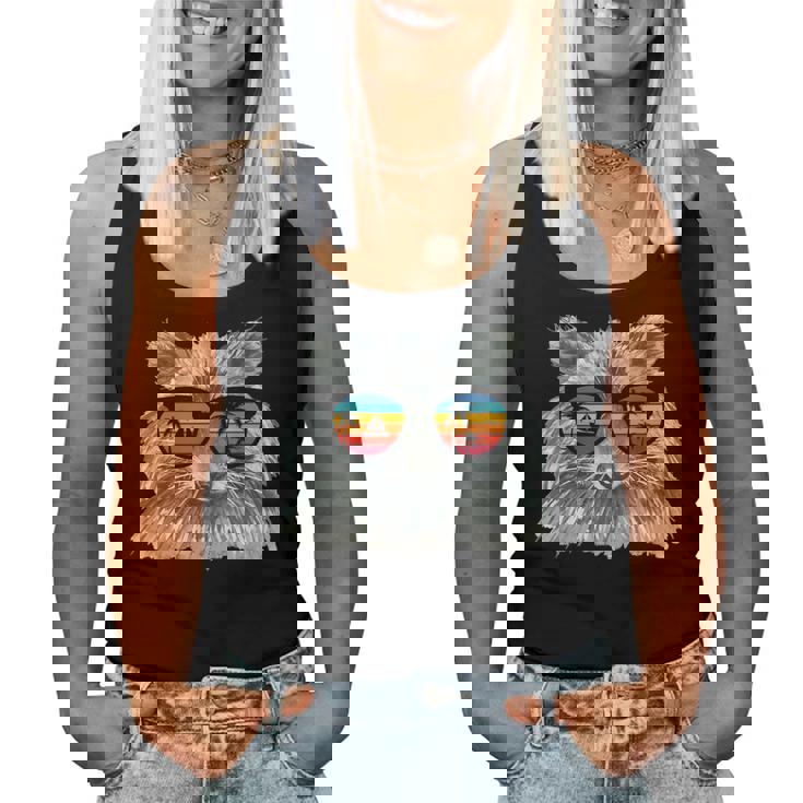 Retro Raccoon Women's Tank Top - Animal Lover's Sunglasses Style