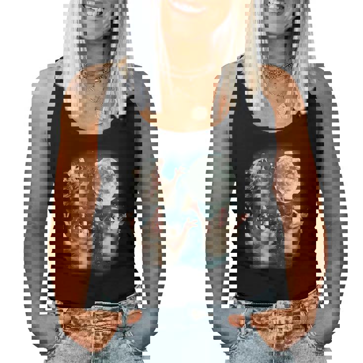 Three Possum Moon 3 Opossum Weird Cursed Meme Women Tank Top