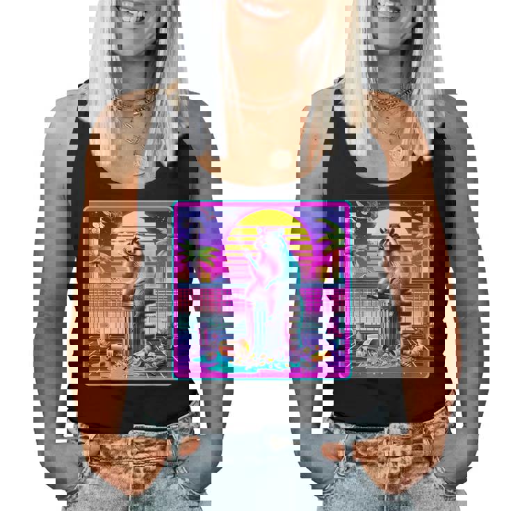 Vaporwave Raccoon Women's Tank Top - Retro Synthwave Style