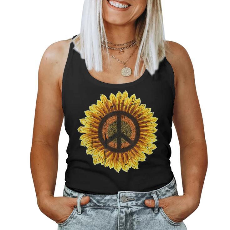 Vintage Sunflower Peace Sign Retro 70S Hippie Flower Power Tank Top Frauen