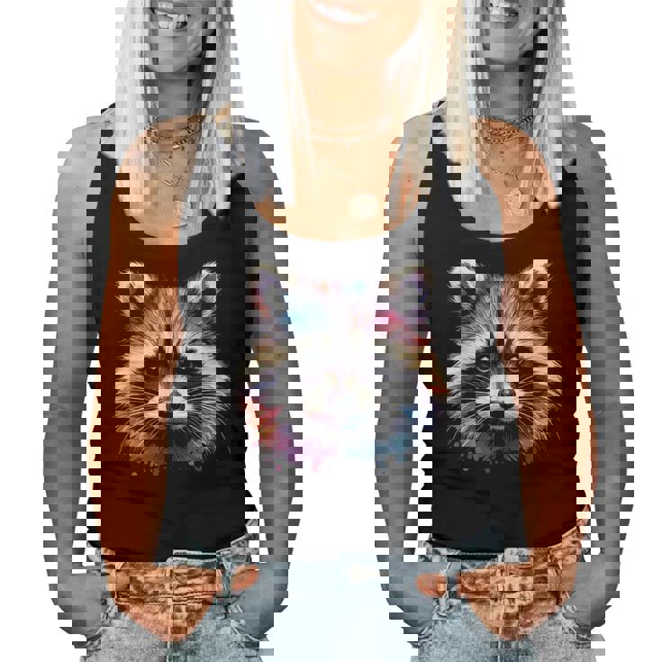 Watercolor Raccoon Women's Tank Top - Modern Classic Style