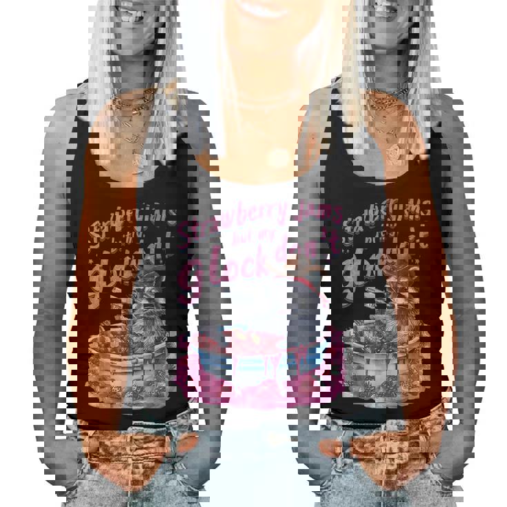 Women's Raccoon Tank Top - Fun Strawberry Jam Design