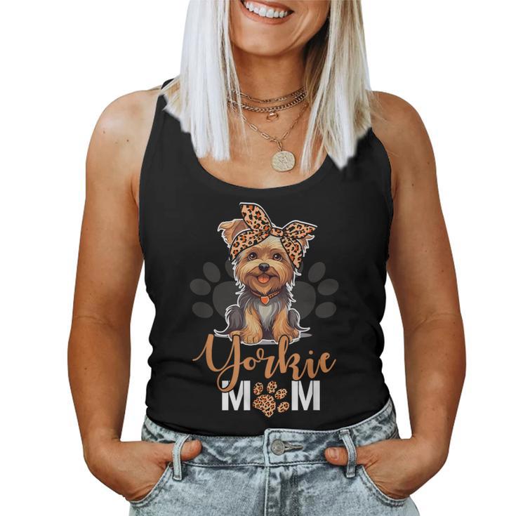 Yorkie Mom Yorkshire Leopard Dog Lovers Día De La Madre Camiseta sin mangas para mujer
