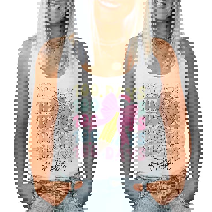 100 Days Of School Girls Coquette Bow 100Th Day Of School Women Tank Top