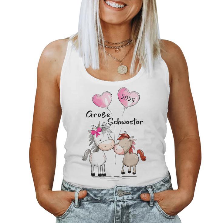 Children's Big Sister 2025 Horses Baby Pregnancy Announcement Gray Tank Top Frauen