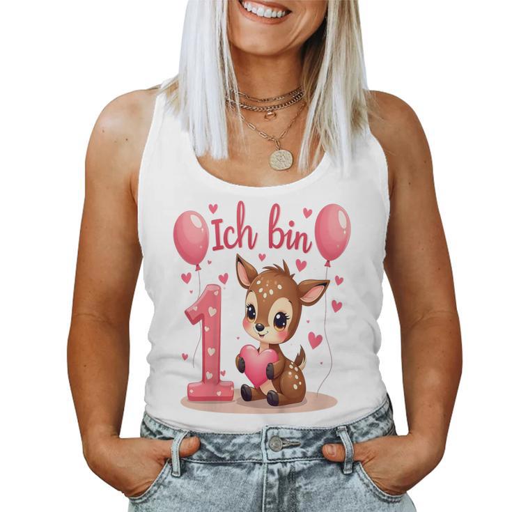 Children's Cute Deer I Am 1 Children's Birthday 1St Birthday Girl Tank Top Frauen