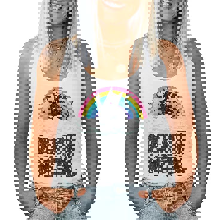 Death Metal Cat Satanic Banda De Punk Rock Para Niños Metal Rainbow Camiseta sin mangas para mujer