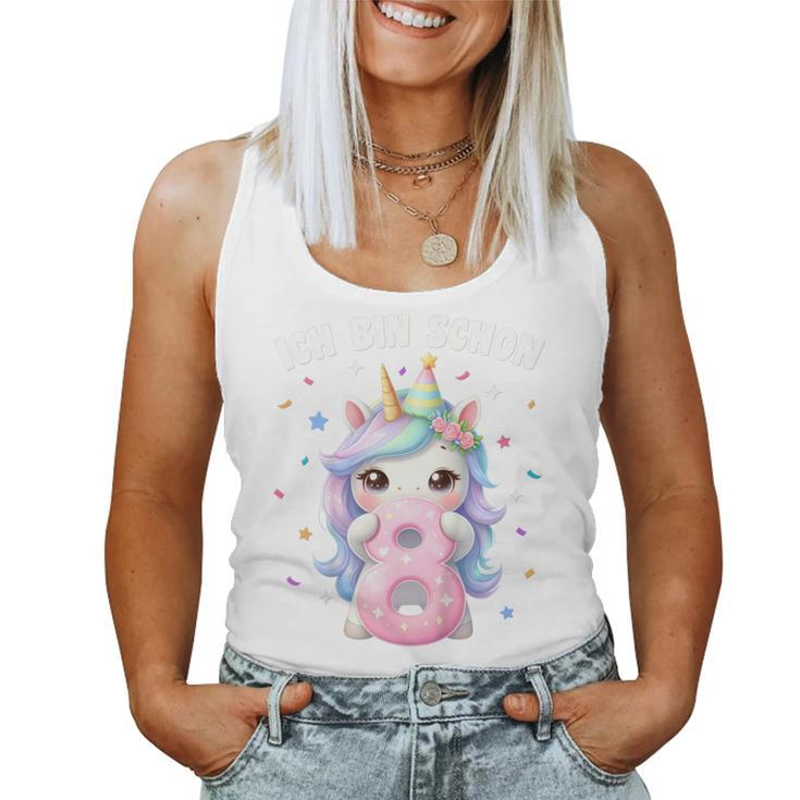 Kinder 8 Geburtstag Mädchen 8 Jahre Einhorn Party Outfit Einhorn Tank Top Frauen