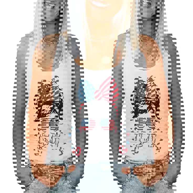 N Girl 45-47 Trump Messy Bun 2024 Usa Flag Youth Women Tank Top