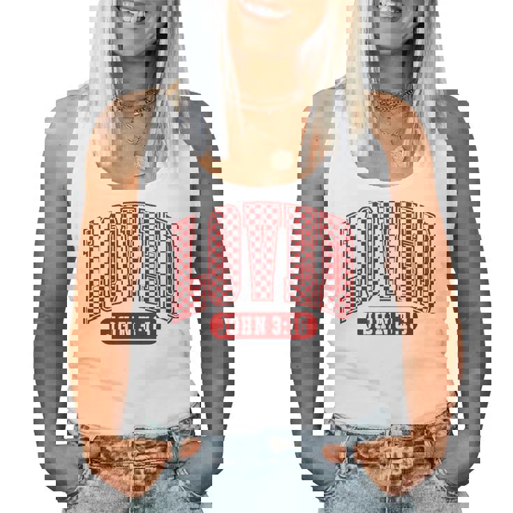 Retro Checked Christian Valentines Loved 3 Women Tank Top