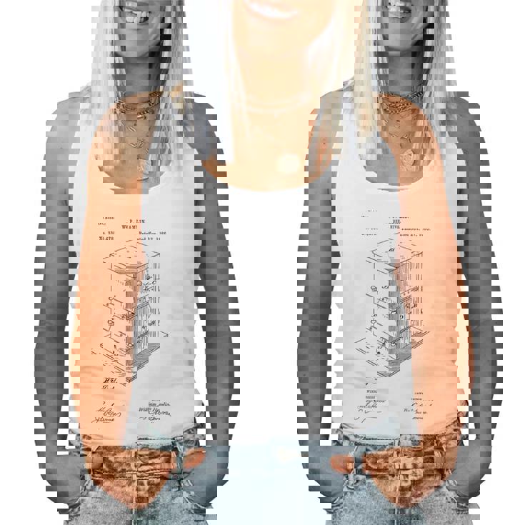 Vintage Patent Print 1885 Bee Hive Beekeeper Women Tank Top