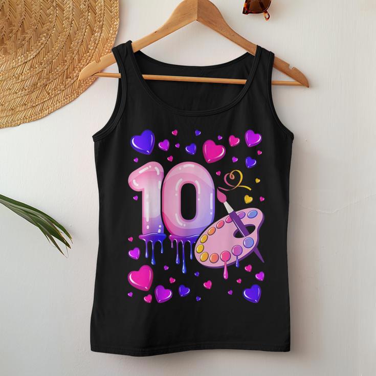 10Th Birthday Girl 10 Years Painting Number 10 Tank Top Frauen Lustige Geschenke