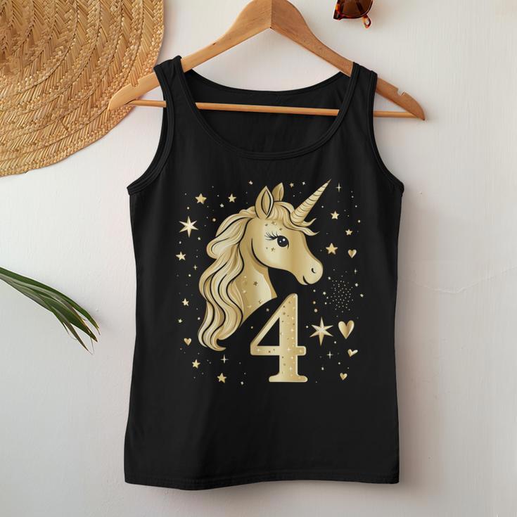 Birthday 4 Years Girls' Unicorn Outfit 4Th Birthday Tank Top Frauen Lustige Geschenke