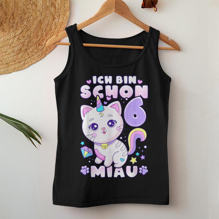 Birthday Girl 6 Years Old Cat Unicorn Tank Top Frauen Lustige Geschenke