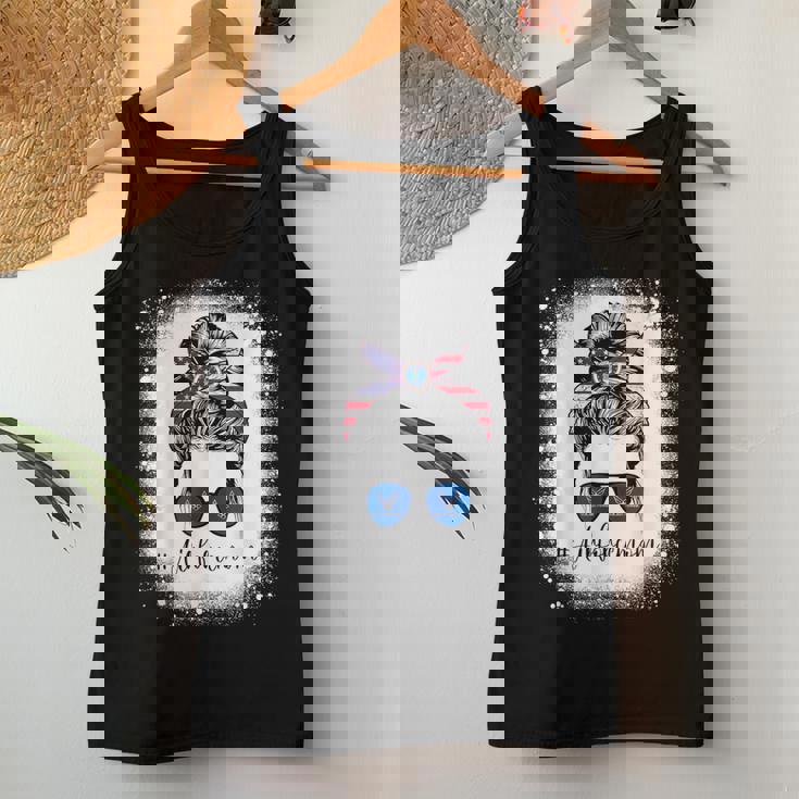 Bleached Air Force Mom Life Messy Bun Us Flag Women Tank Top Personalized Gifts