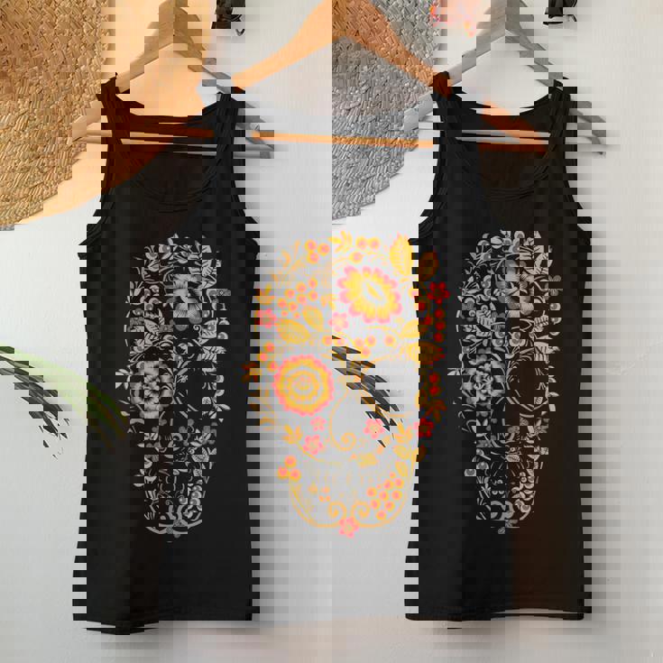 Calavera Khokhloma Camiseta sin mangas para mujer Regalos divertidos